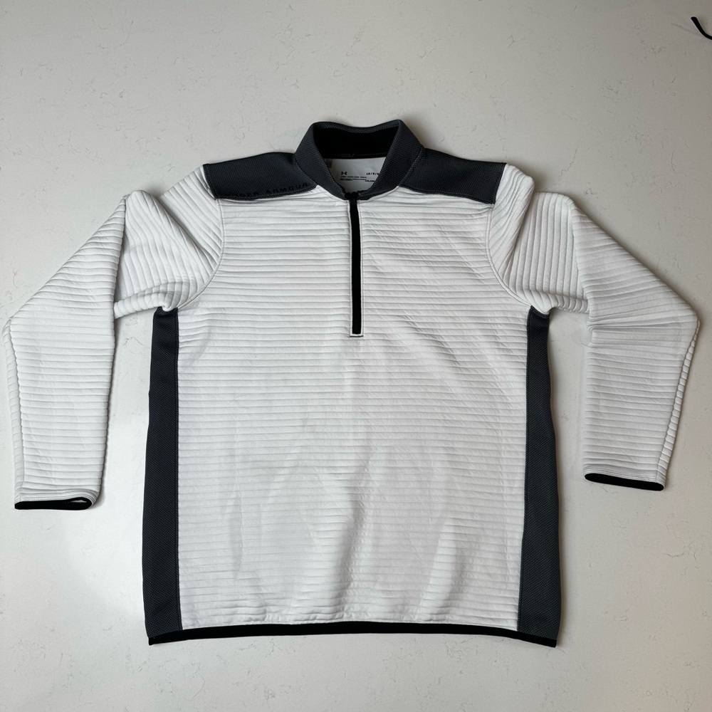 Under Armour Men's White and Gray Zip-Up Sweater